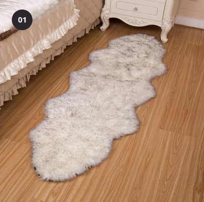 Furry Faux Sheepskin Rug Sumptuous Shaggy Fake Fur Rug For Bedroom Living Room Non-Slip White Black Plush Sheepskin Mat