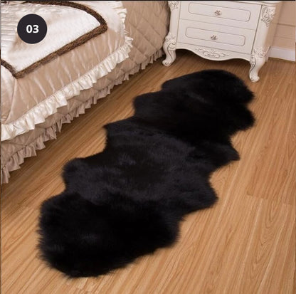 Furry Faux Sheepskin Rug Sumptuous Shaggy Fake Fur Rug For Bedroom Living Room Non-Slip White Black Plush Sheepskin Mat