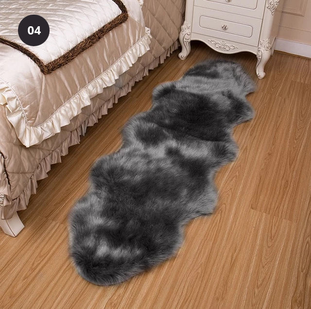 Furry Faux Sheepskin Rug Sumptuous Shaggy Fake Fur Rug For Bedroom Living Room Non-Slip White Black Plush Sheepskin Mat