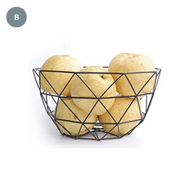 Geometric Metalwork Fruit Baskets Nordic Style Iron Art Tabletop Storage Bowls For Fruit And Snacks Modern Kitchenware Decor