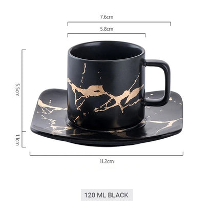 Golden Marble Italian Coffee Mug Ceramic Cup For Morning Coffee Or Afternoon Tea Cup Sets Available In 4 Sizes With Saucer And Lid Stylish Coffeeware