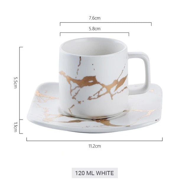 Golden Marble Italian Coffee Mug Ceramic Cup For Morning Coffee Or Afternoon Tea Cup Sets Available In 4 Sizes With Saucer And Lid Stylish Coffeeware
