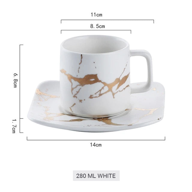 Golden Marble Italian Coffee Mug Ceramic Cup For Morning Coffee Or Afternoon Tea Cup Sets Available In 4 Sizes With Saucer And Lid Stylish Coffeeware