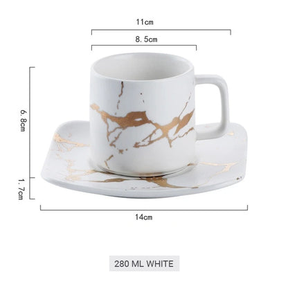 Golden Marble Italian Coffee Mug Ceramic Cup For Morning Coffee Or Afternoon Tea Cup Sets Available In 4 Sizes With Saucer And Lid Stylish Coffeeware