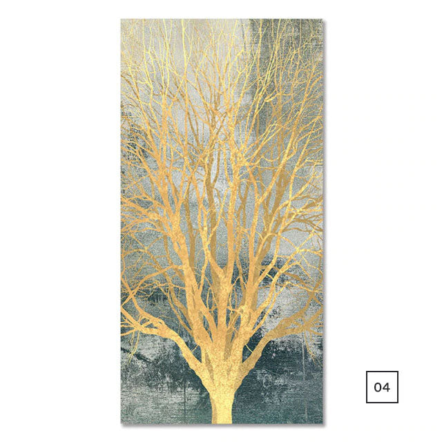 Golden Tree Birds In The Moonlight Auspicious Wall Art Fine Art Canvas Prints Vertical Format Pictures For Hallway Living Room Dining Room Home Office Decor