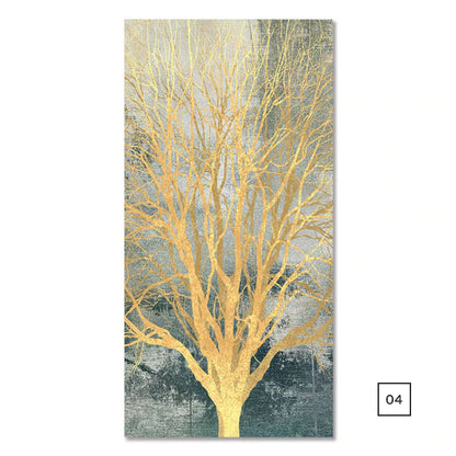 Golden Tree Birds In The Moonlight Auspicious Wall Art Fine Art Canvas Prints Vertical Format Pictures For Hallway Living Room Dining Room Home Office Decor