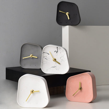 Nordic Geometry Shaped Cement Table Clock - A Stylish and Functional Addition to Your Coffee Table or Office Desktop