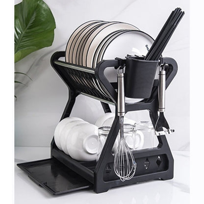 Dual Tier Draining Rack For Kitchen Sink Space Saving Foldable Waterproof Double Drainer For Drying Dishes Essential Kitchen Accessories
