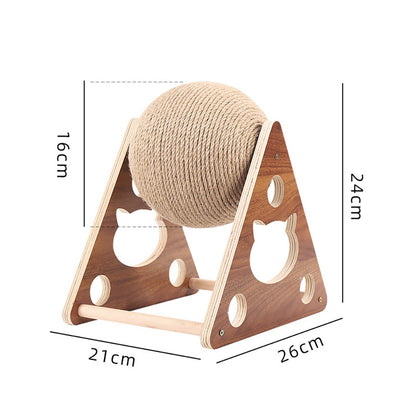 Cat Rope Ball Toy Scratcher For Cats Kittens Interactive Play Device Wooden Framed Ball Rope Gifts For Cats Amusement Playtime Scratching Toy