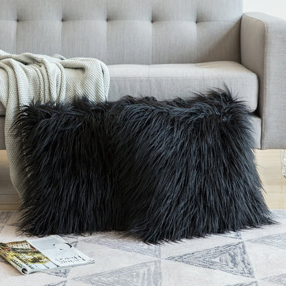 Soft Shaggy Faux Fur Cushion Cover Plush Pillow Cover Cushion Case For Sofa Throw Cushion Autumn Fall Winter Living Room Home Decor