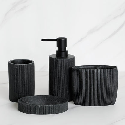 Volcanic Black Bathroom Accessories Soap Dish Toothbrush Holder Gargle Cup Liquid Soap Dispenser Toilet Brush Holder Matching Bathroom Essentials