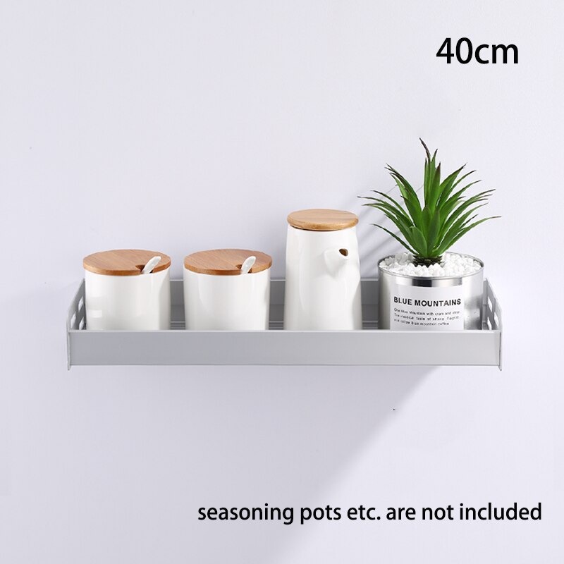 Industrial Design Space Aluminum Kitchen Shelf Spice Rack Utensil Hangar Storage For Coffee Tea Salt Sugar Wall Mounted Silver Black 3 Sizes
