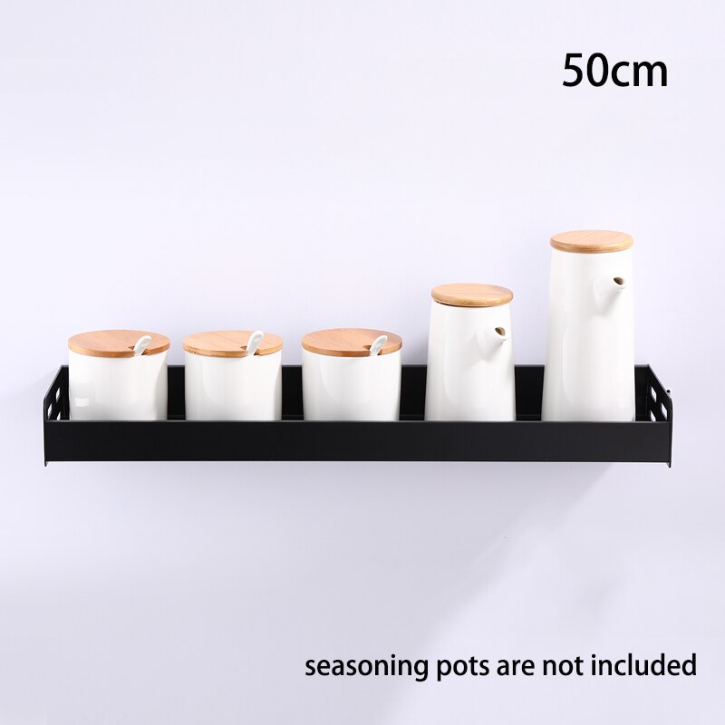 Industrial Design Space Aluminum Kitchen Shelf Spice Rack Utensil Hangar Storage For Coffee Tea Salt Sugar Wall Mounted Silver Black 3 Sizes
