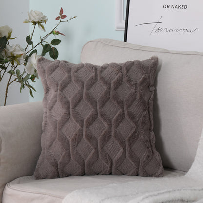 Soft Plush Cushion Cover Modern Rustic Luxury Embroidered Geometric Faux Wool Decorative Cover For Sofa Cushions Pillow Throw Covers