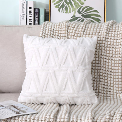Soft Plush Cushion Cover Modern Rustic Luxury Embroidered Geometric Faux Wool Decorative Cover For Sofa Cushions Pillow Throw Covers