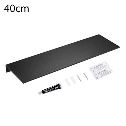 Black White Space Aluminum Bathroom Shelf For Cosmetics Shampoo Modern Minimalist Design Wall Mounted No Drilling Shelf For Washroom