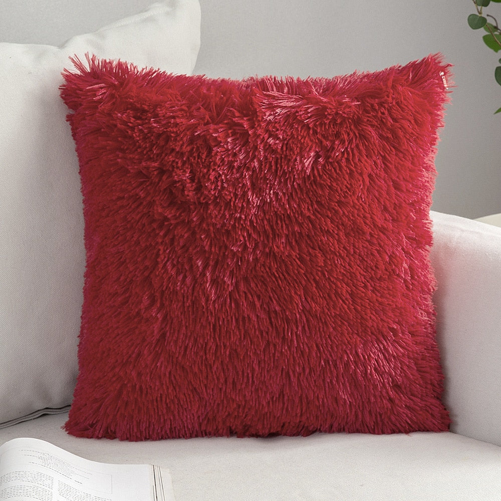 Soft Fluffy Cushion Cover Shaggy Furry Cushion Case For Sofa Armchair Neutral Colors Fashionable Soft Furnishings For Modern Living Room Home Decor