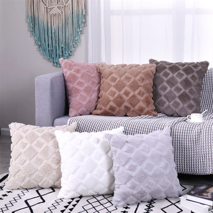 Soft Plush Cushion Cover Modern Rustic Luxury Embroidered Geometric Faux Wool Decorative Cover For Sofa Cushions Pillow Throw Covers