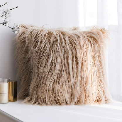 Soft Shaggy Faux Fur Cushion Cover Plush Pillow Cover Cushion Case For Sofa Throw Cushion Autumn Fall Winter Living Room Home Decor