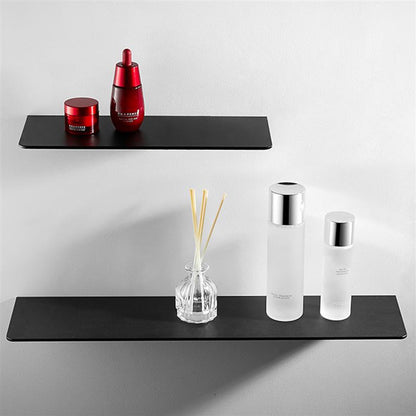 Black White Space Aluminum Bathroom Shelf For Cosmetics Shampoo Modern Minimalist Design Wall Mounted No Drilling Shelf For Washroom