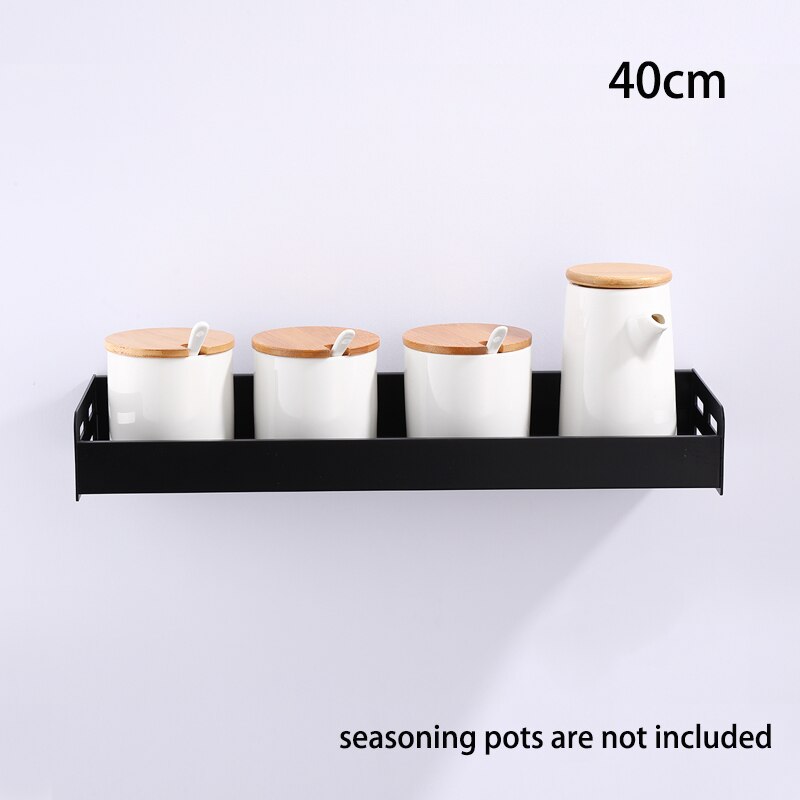 Industrial Design Space Aluminum Kitchen Shelf Spice Rack Utensil Hangar Storage For Coffee Tea Salt Sugar Wall Mounted Silver Black 3 Sizes