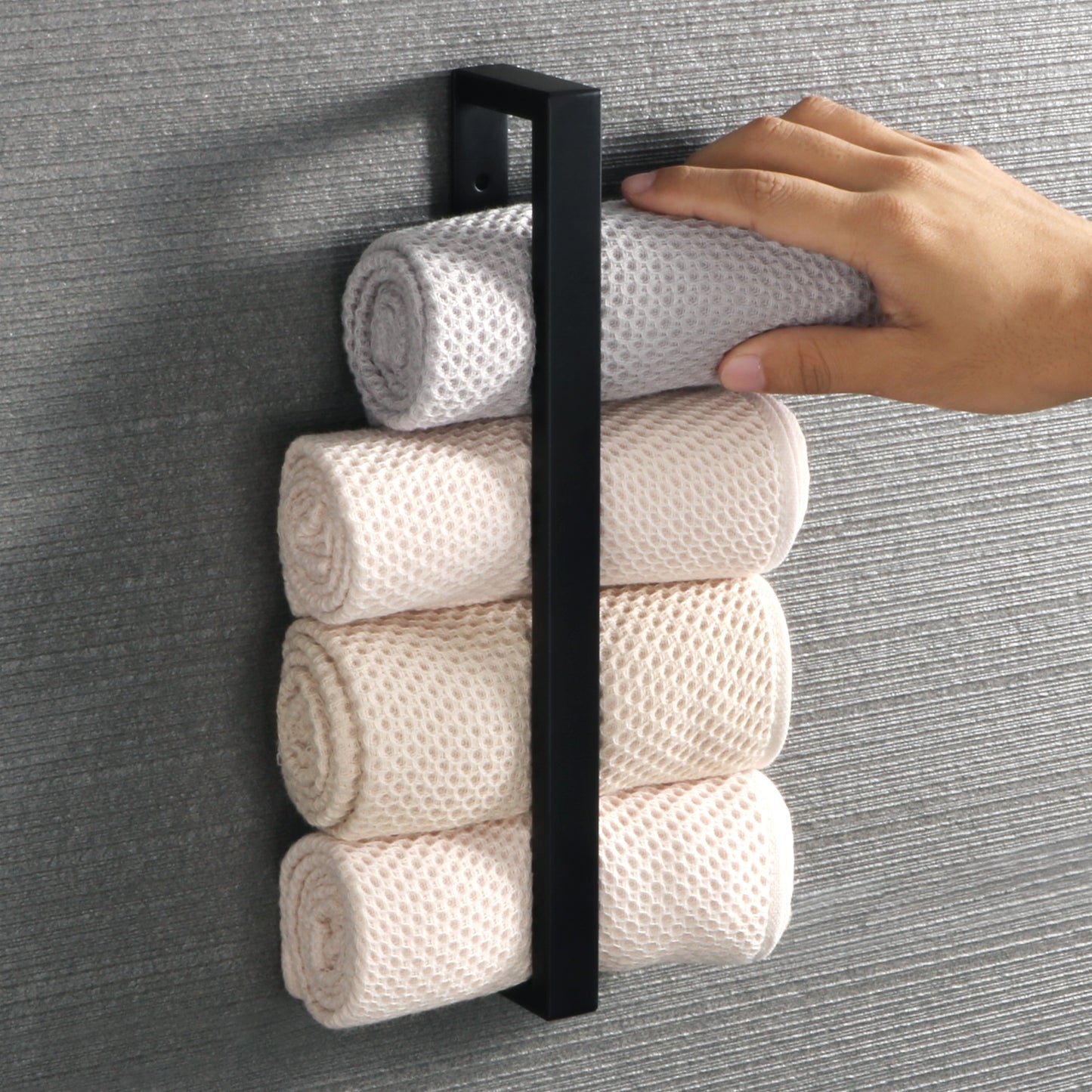 Minimalist Black Stainless Steel Bathroom Towel Rack Wall Mounted Hanger Towel Organizer For Neat Storage Of Multiple Towel Rolls