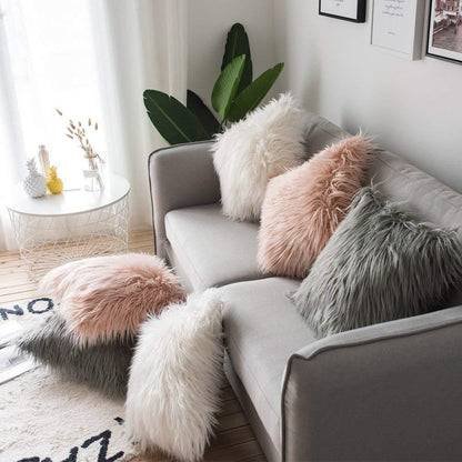 Soft Shaggy Faux Fur Cushion Cover Plush Pillow Cover Cushion Case For Sofa Throw Cushion Autumn Fall Winter Living Room Home Decor