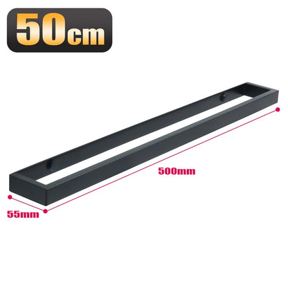 Minimalist Black Stainless Steel Bathroom Towel Rack Wall Mounted Hanger Towel Organizer For Neat Storage Of Multiple Towel Rolls