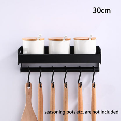 Industrial Design Space Aluminum Kitchen Shelf Spice Rack Utensil Hangar Storage For Coffee Tea Salt Sugar Wall Mounted Silver Black 3 Sizes