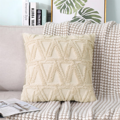 Soft Plush Cushion Cover Modern Rustic Luxury Embroidered Geometric Faux Wool Decorative Cover For Sofa Cushions Pillow Throw Covers
