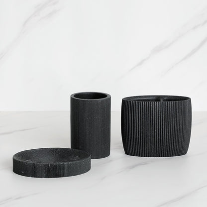 Volcanic Black Bathroom Accessories Soap Dish Toothbrush Holder Gargle Cup Liquid Soap Dispenser Toilet Brush Holder Matching Bathroom Essentials