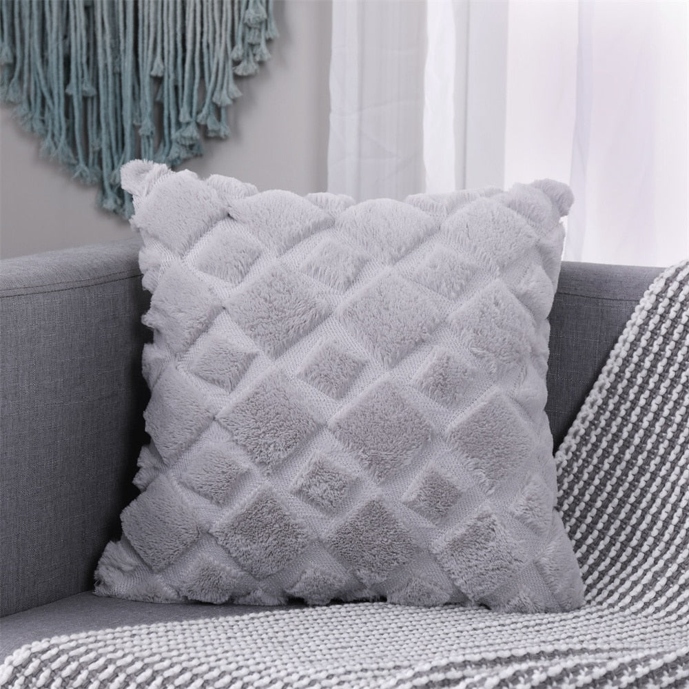 Soft Plush Cushion Cover Modern Rustic Luxury Embroidered Geometric Faux Wool Decorative Cover For Sofa Cushions Pillow Throw Covers