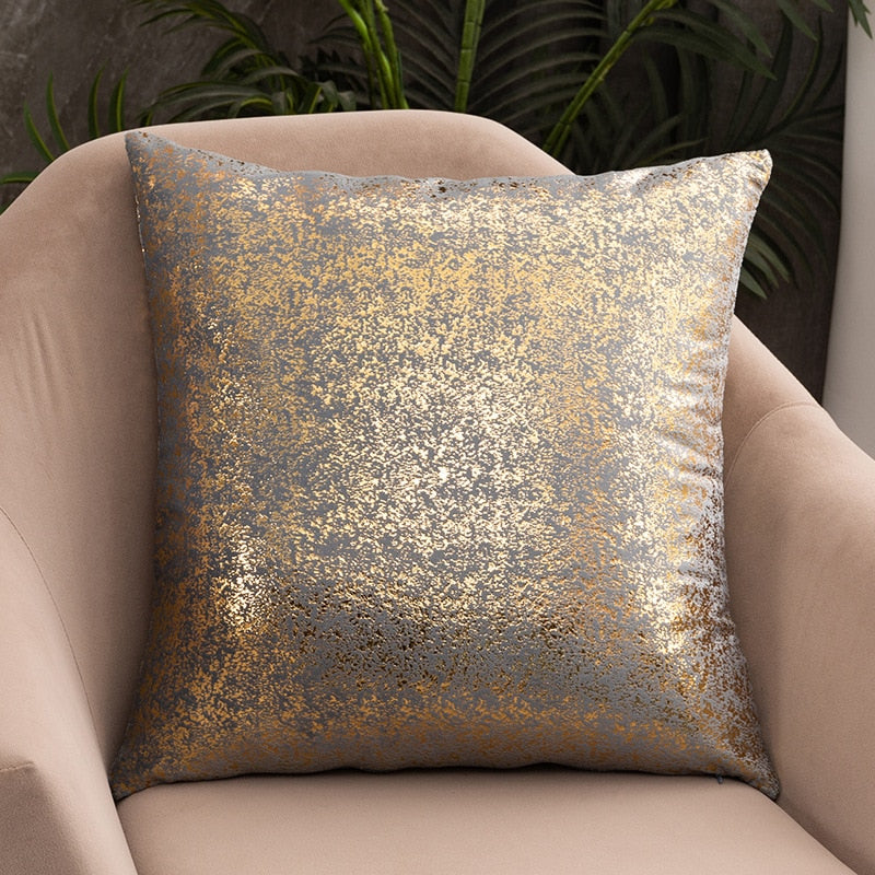 Luxury Fashion Golden Specked Velvet Cushion Cases 45x45cm For Living Room Sofa Covers For Settee Cushions Case Glam Home Interior Decor