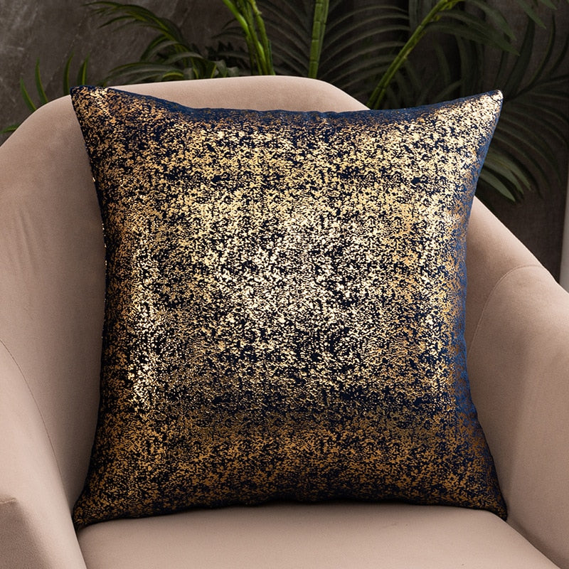 Luxury Fashion Golden Specked Velvet Cushion Cases 45x45cm For Living Room Sofa Covers For Settee Cushions Case Glam Home Interior Decor