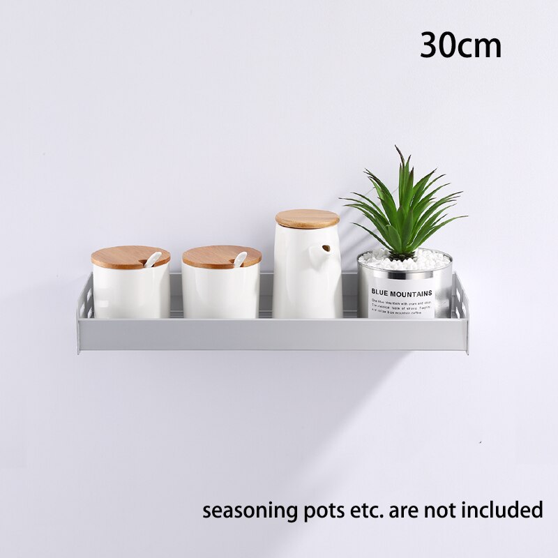 Industrial Design Space Aluminum Kitchen Shelf Spice Rack Utensil Hangar Storage For Coffee Tea Salt Sugar Wall Mounted Silver Black 3 Sizes