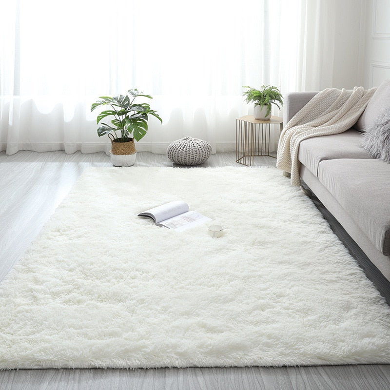 Thick Soft Plush Pile Area Rug For Living Room Deep & Fluffy Non-Slip Mat White Carpet For Modern Home Decor - Multiple Colors & Sizes