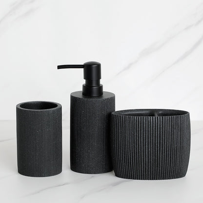 Volcanic Black Bathroom Accessories Soap Dish Toothbrush Holder Gargle Cup Liquid Soap Dispenser Toilet Brush Holder Matching Bathroom Essentials