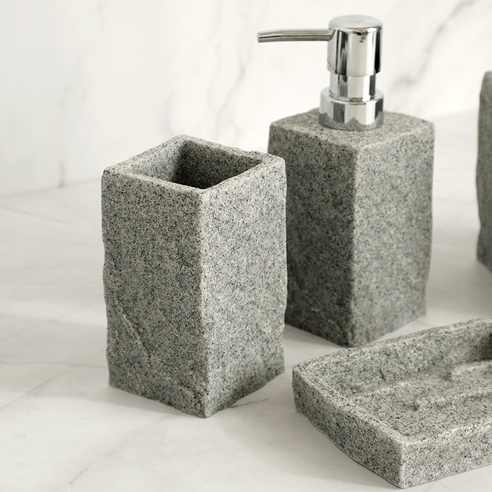 Modern Gray Resin Granite Block Bathroom Accessories Toothbrush Holder – House.Boutique