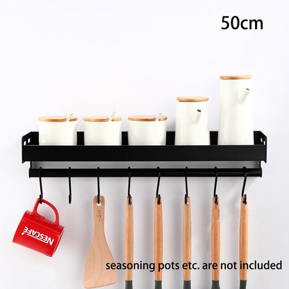 Industrial Design Space Aluminum Kitchen Shelf Spice Rack Utensil Hangar Storage For Coffee Tea Salt Sugar Wall Mounted Silver Black 3 Sizes