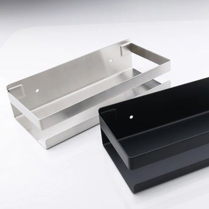 Industrial Design Stainless Steel Kitchen Shelf Racking For Storing Pots Jars Tea Coffee Spices etc Modern Aesthetics In Matt Black Or Brushed Silver 4 Sizes