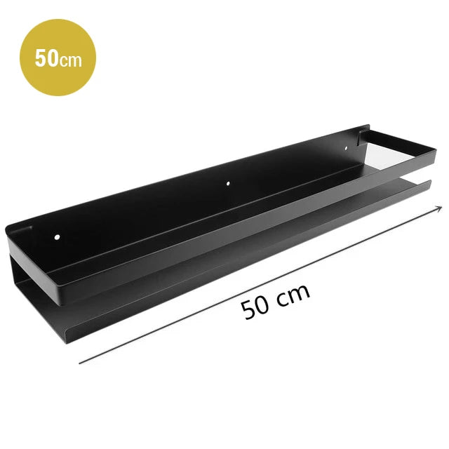 Industrial Design Stainless Steel Kitchen Shelf Racking For Storing Pots Jars Tea Coffee Spices etc Modern Aesthetics In Matt Black Or Brushed Silver 4 Sizes