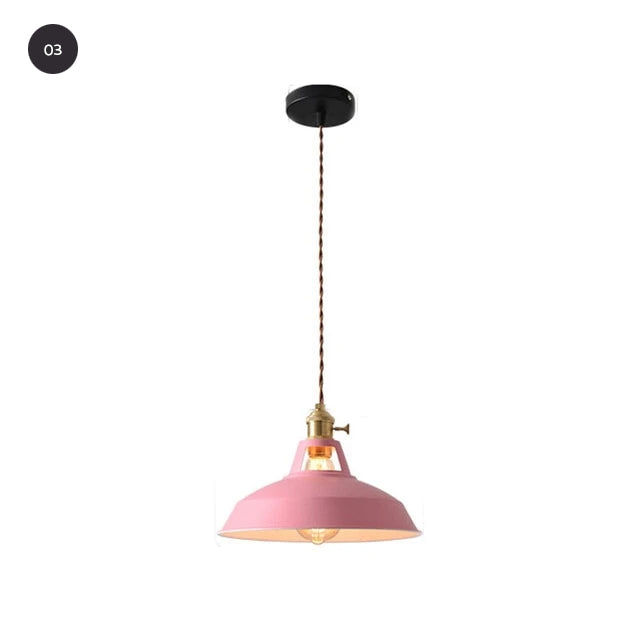 Industrial Style Pendant Hanging Lamps Colorful Vintage Lighting For Kitchen Cafe Diner Restaurant Metal Lampshade Retro Decorative Home Lighting