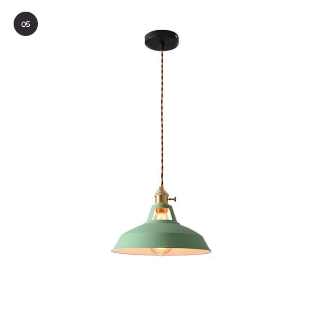 Industrial Style Pendant Hanging Lamps Colorful Vintage Lighting For Kitchen Cafe Diner Restaurant Metal Lampshade Retro Decorative Home Lighting