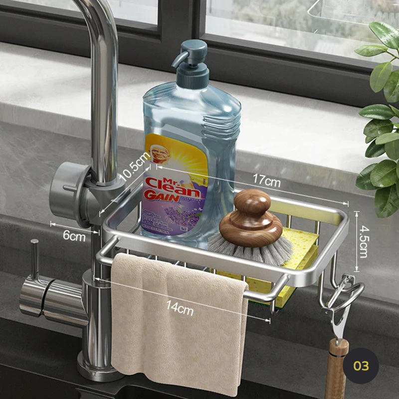 Kitchen Sink Organizer Faucet Rack For Sponge Scrubber Soap Holder Washroom Sink Cosmetics Storage Basket Shelf Rack Bathroom Accessories