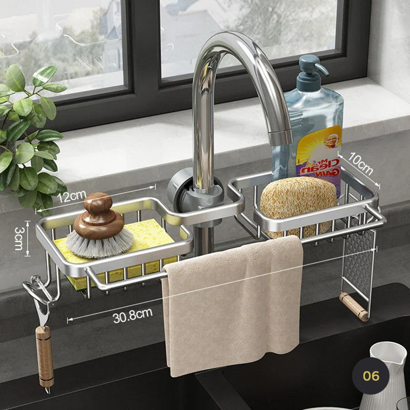 Kitchen Sink Organizer Faucet Rack For Sponge Scrubber Soap Holder Washroom Sink Cosmetics Storage Basket Shelf Rack Bathroom Accessories