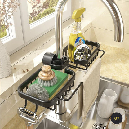Kitchen Sink Organizer Faucet Rack For Sponge Scrubber Soap Holder Washroom Sink Cosmetics Storage Basket Shelf Rack Bathroom Accessories