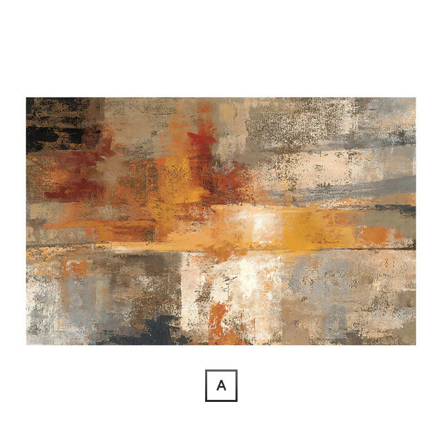 Large Format Abstract Wall Art Fine Art Canvas Print Bold Rustic Orange Brown Beige Contemporary Picture For Modern Living Room Dining Room Home Office Decor