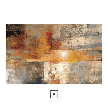 Large Format Abstract Wall Art Fine Art Canvas Print Bold Rustic Orange Brown Beige Contemporary Picture For Modern Living Room Dining Room Home Office Decor