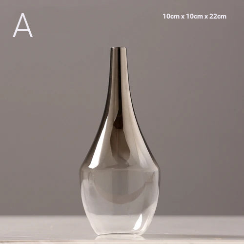 Luxury Silver Gradient Glass Vase Desktop Terrarium For Flowers Vases For Dried Flower Display Cute Tabletop Decoration For Living Room Home Decor