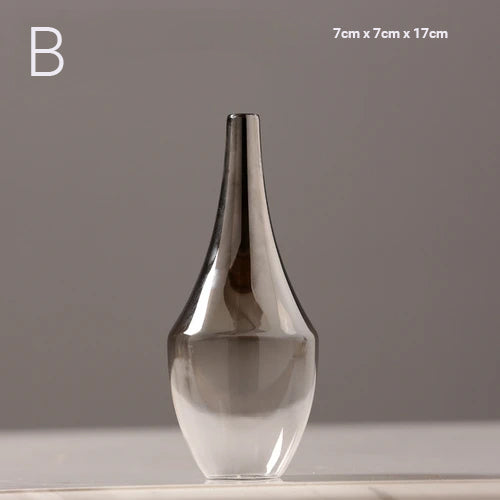 Luxury Silver Gradient Glass Vase Desktop Terrarium For Flowers Vases For Dried Flower Display Cute Tabletop Decoration For Living Room Home Decor